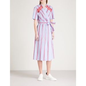 Sandro Blue MIDI Cotton Wrap Dress